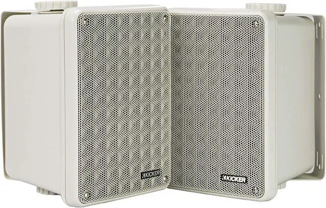 Main image of Kicker KB6B 2-Way Full Range Indoor Outdoor Speakers (Pair) Weatherproof Speakers for Patio Garage Poolside in-Home, 6.5 inch woofer, 2x5 inch Horn Tweeter Gray
