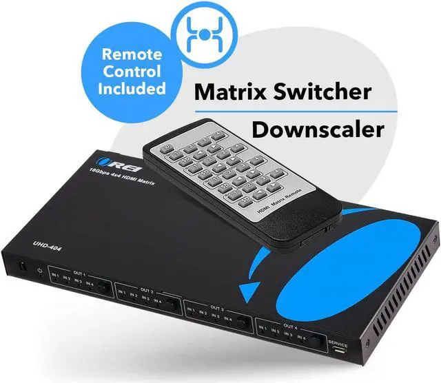 Alt view image 3 of 5 - OREI 4x4 HDMI 4K 2.0V Matrix Switch/splitter, (4-Input, 4-Output) with Remote Control Supports Full UltraHD 1080P, 4K X 2K