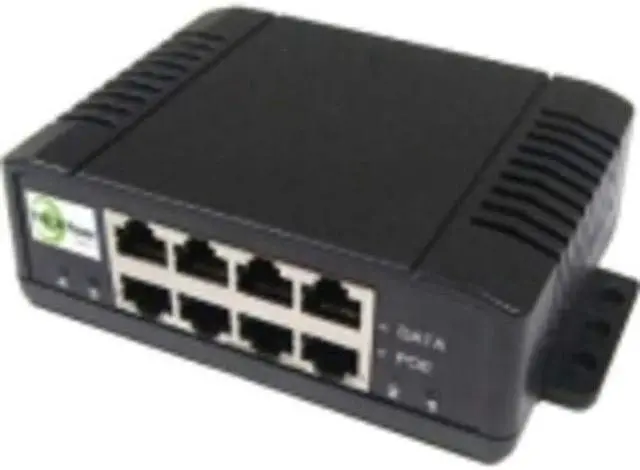 Main image of 4 Port High Pwr (60W per Port) GigE Passive PoE Midspan Inj, 12-60VDC Wire Term in, 12-60V 1A PoE Out, PoE Pinout: 4,5V+; 7,8V-, Shielded/Surge Prot, Incl DIN Rail Mount kit, Diff Volt on Each Port