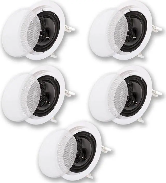 Main image of Acoustic Audio by Goldwood CS-IC83 8 3-Way In Ceiling Home Theater Speaker System (White, 5 Speakers)