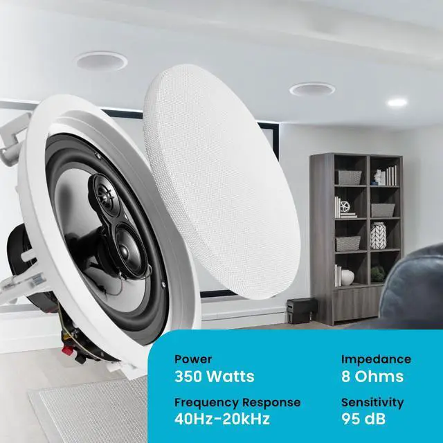 Alt view image 4 of 5 - Acoustic Audio by Goldwood CS-IC83 8 3-Way In Ceiling Home Theater Speaker System (White, 5 Speakers)