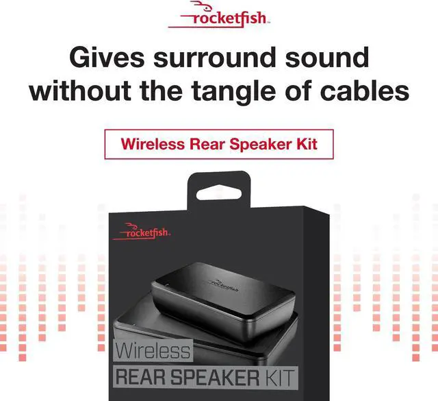 Alt view image 2 of 5 - Rocketfish Wireless Rear Speaker Kit - Speaker Kit with Sender & Receiver - Home Theater & Entertainment Audio System - Wireless Surround Sound System with Compact Size & Low Power Consumption