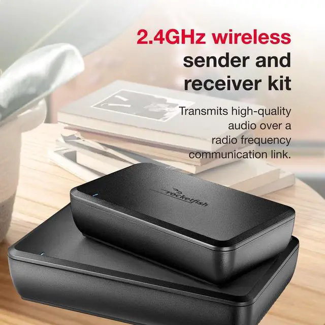 Alt view image 3 of 5 - Rocketfish Wireless Rear Speaker Kit - Speaker Kit with Sender & Receiver - Home Theater & Entertainment Audio System - Wireless Surround Sound System with Compact Size & Low Power Consumption