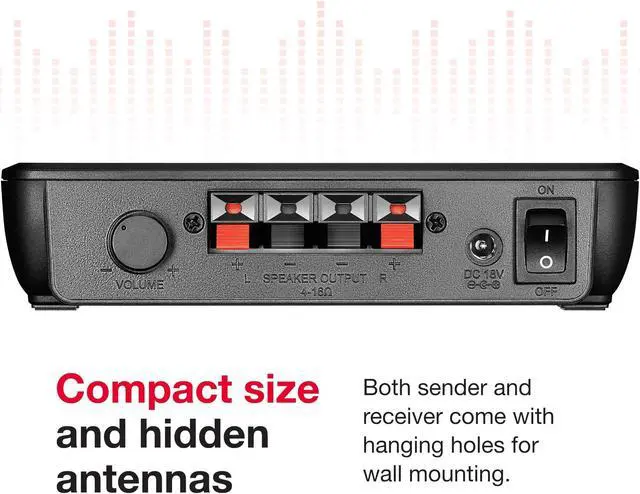 Alt view image 5 of 5 - Rocketfish Wireless Rear Speaker Kit - Speaker Kit with Sender & Receiver - Home Theater & Entertainment Audio System - Wireless Surround Sound System with Compact Size & Low Power Consumption