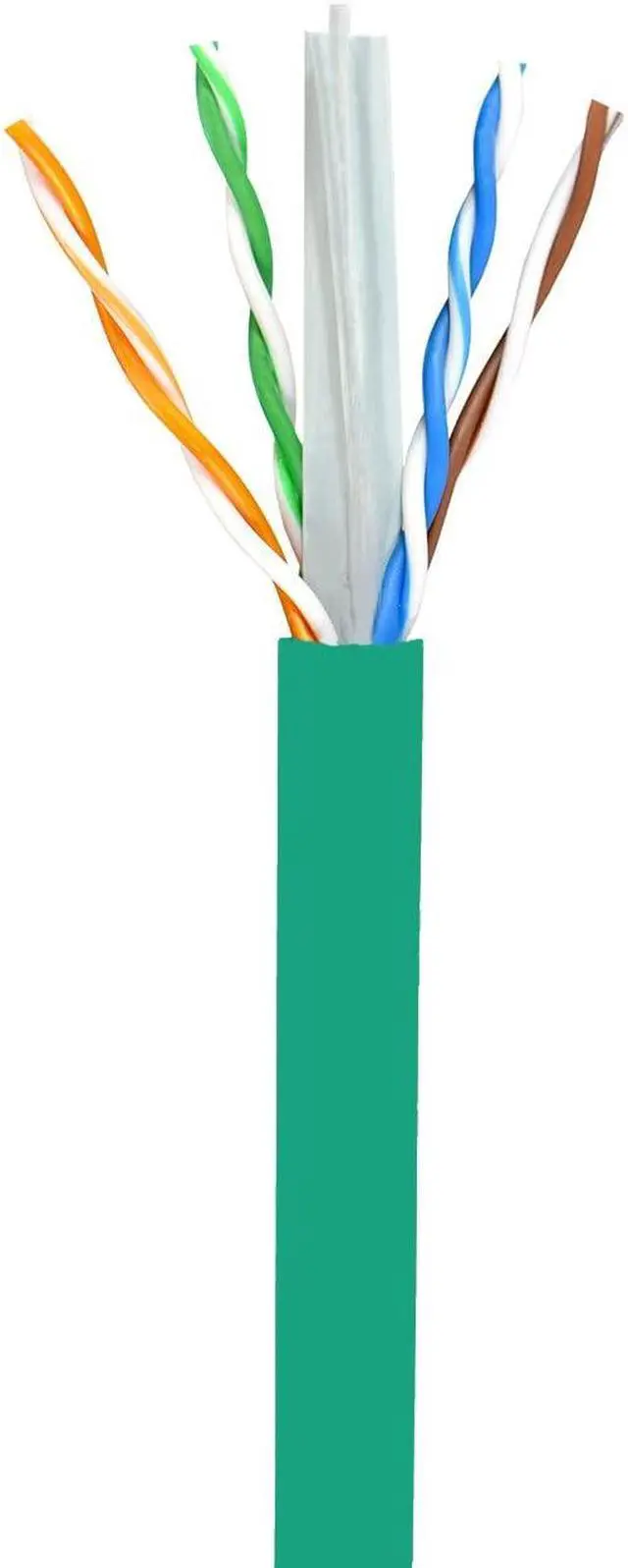Alt view image 2 of 5 - Elite Cat6 CMR Riser (CAT6e) Ethernet Cable 1000ft, 24AWG, Solid Bare Copper Wire, 600MHz, w/Spline(Noise Reducing Cross Separator), UL Certified, Bulk LAN Cable - Green