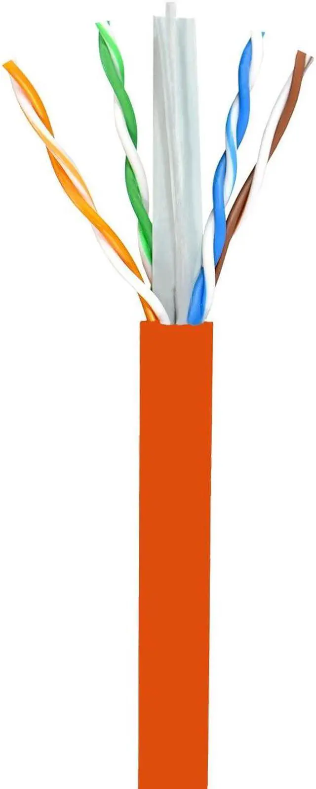 Alt view image 2 of 5 - Elite Cat6 CMR Riser (CAT6e) Ethernet Cable 1000ft, 24AWG, Solid Bare Copper Wire, 600MHz, w/Spline(Noise Reducing Cross Separator), UL Certified, Bulk LAN Cable - Orange