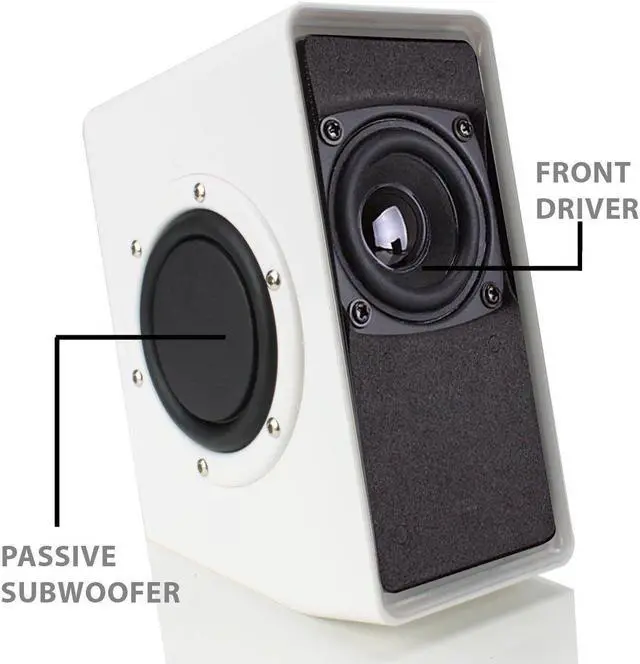 Alt view image 3 of 5 - GOgroove Gaming Computer Speakers with Blue LED Light - SonaVERSE O2i Speakers for Desktop, Laptop, PC - USB Speaker 2.0 with AUX Input, in-Line Volume Control, Bass Stereo Sound, 14W (White)