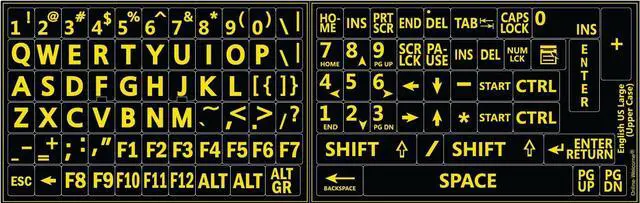 Alt view image 4 of 5 - Five 5 English US Large Print Letters Black Yellow White Gray BACKGROUNS Keyboard Stickers 5 Colors New