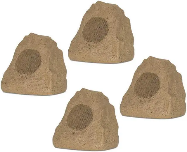 Main image of Theater Solutions 4R4S Outdoor Weatherproof Sandstone Rock Speakers 4 Piece Set 1000 Watts