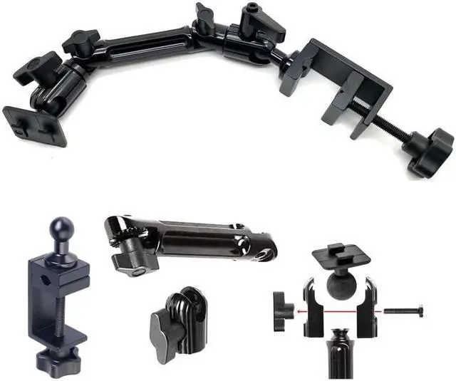 Alt view image 4 of 5 - ChargerCity Heavy Duty 4-Way Adjust Aluminum Alloy Pole/Bar Music Mic Microphone Stand Clamp Mount for iPad Pro Air Mini Galaxy Surface Pro 7-12" Tablets (Good for Uber Eat Doordash Postmate salso)