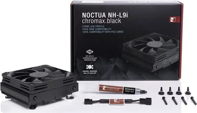 Alt view image 4 of 5 - Noctua NH-L9i chromax.Black, Premium Low-Profile CPU Cooler for Intel LGA1200 & LGA115x + NA-FD1 Fan Duct Kit