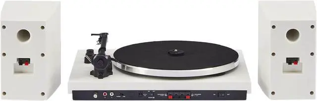 Alt view image 5 of 5 - Crosley T150C-WH 2-Speed Bluetooth Turntable Record Player System with Weighted Tone Arm and Stereo Speakers, White