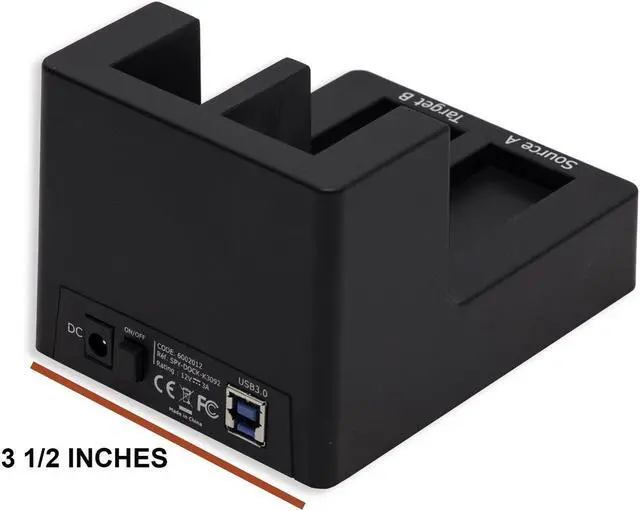 Alt view image 2 of 5 - Syba CL-ENC50060 USB 3.0 Dual Slot 3.5"/2.5" Sata III HD Docking Station for Easy Clone and Backup, Black