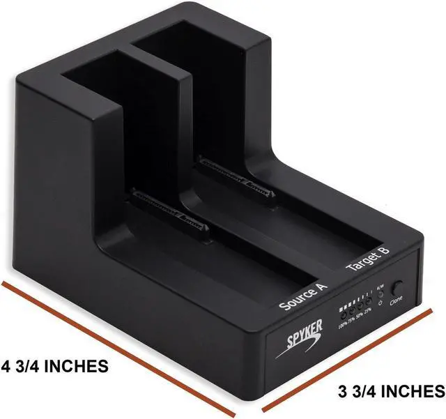 Alt view image 3 of 5 - Syba CL-ENC50060 USB 3.0 Dual Slot 3.5"/2.5" Sata III HD Docking Station for Easy Clone and Backup, Black