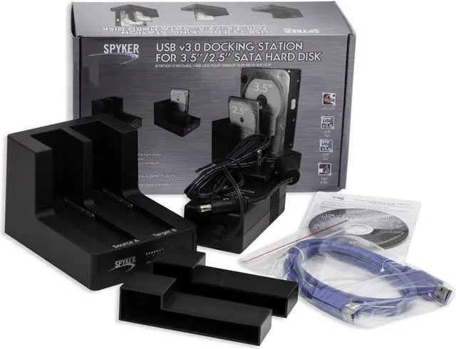 Alt view image 4 of 5 - Syba CL-ENC50060 USB 3.0 Dual Slot 3.5"/2.5" Sata III HD Docking Station for Easy Clone and Backup, Black