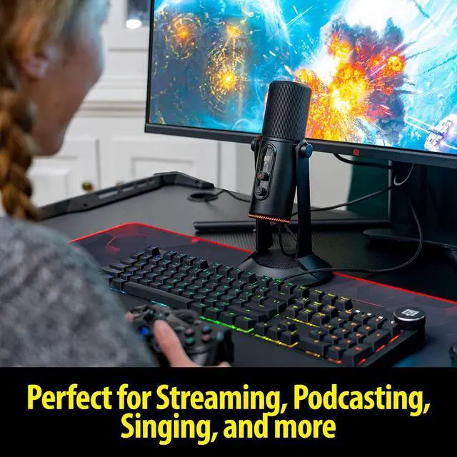 Alt view image 4 of 5 - Deco Gear PC Microphone for Gaming, Streaming, Singing, Recording, and Meetings, features RGB Lighting, Stereo, Cardioid, Omnidirectional, and Bidirectional recording, USB Plug and Play