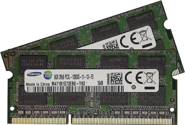 Main image of Samsung 16GB (2 x 8GB) 204-pin SODIMM, DDR3 PC3L-12800, 1600MHz ram Memory Module for laptops (M471B1G73EB0-YK0 x 2)