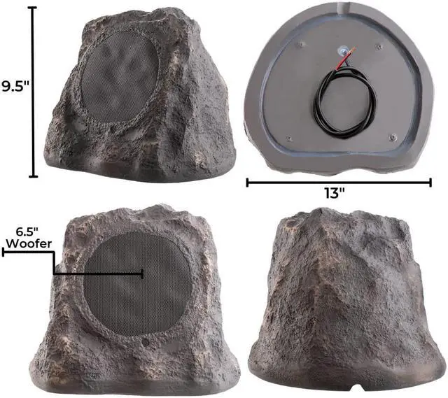 Alt view image 3 of 5 - OSD 6.5" Slate High Fidelity Outdoor Rock Speaker 150W Weather Resistant Passive Stereo Pair RS670