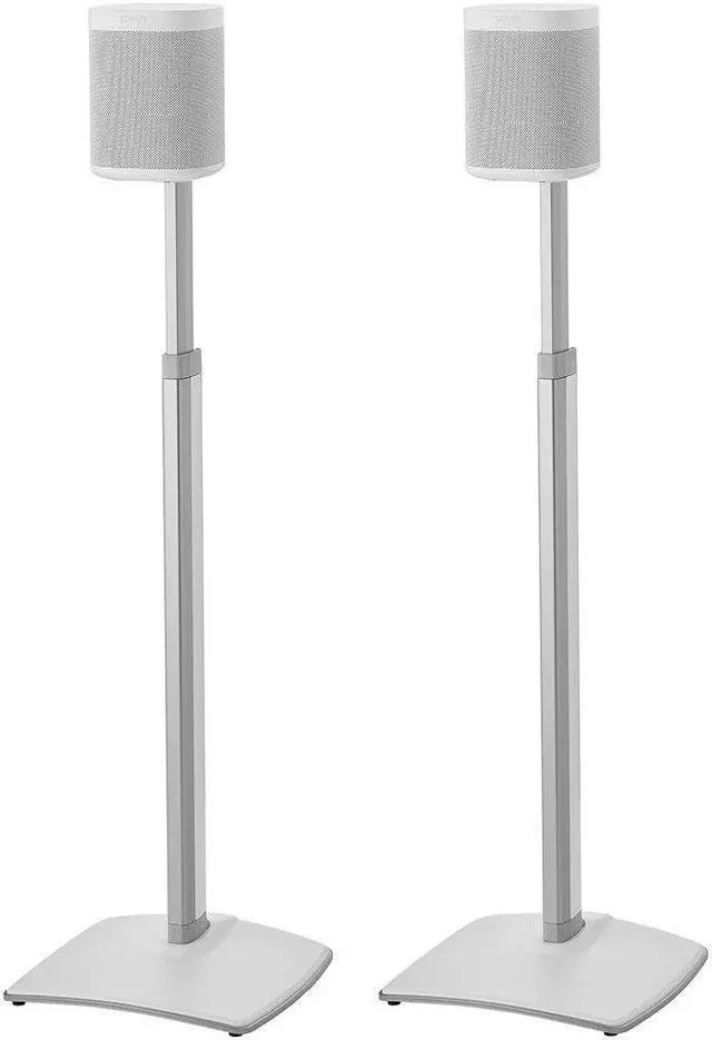 Main image of Sanus Adjustable Height Wireless Speaker Stands Designed for SONOS ONE, ONE SL, Play:1, and Play:3 - Tool-Free Height Adjust Up to 16" with Built in Cable Management - Single White