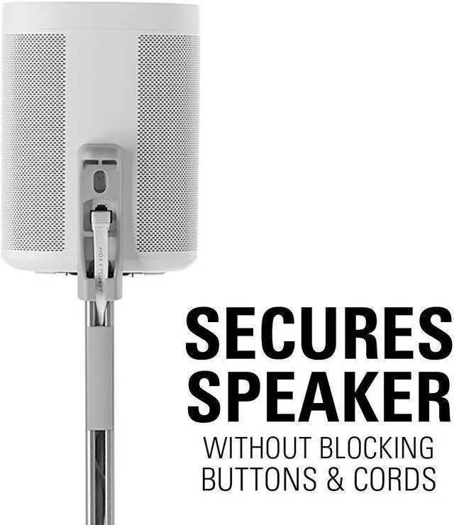 Alt view image 3 of 5 - Sanus Adjustable Height Wireless Speaker Stands Designed for SONOS ONE, ONE SL, Play:1, and Play:3 - Tool-Free Height Adjust Up to 16" with Built in Cable Management - Single White