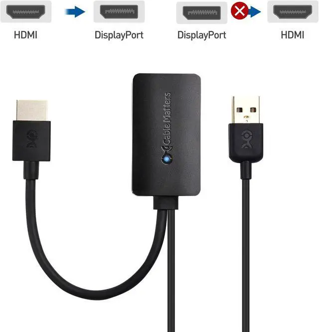Alt view image 4 of 5 - Cable Matters HDMI to DisplayPort Adapter (HDMI to DP Adapter) with 4K Video Resolution Support