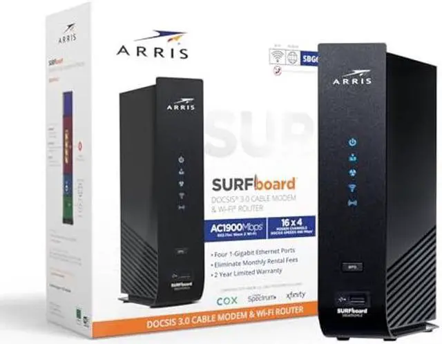 Alt view image 4 of 5 - ARRIS Surfboard SBG6950AC2 DOCSIS 3.0 Cable Modem & AC1900 Wi-Fi Router , Approved for Comcast Xfinity, Cox, Charter Spectrum & more , Four 1 Gbps Ports , 400 Mbps Max Internet Speeds