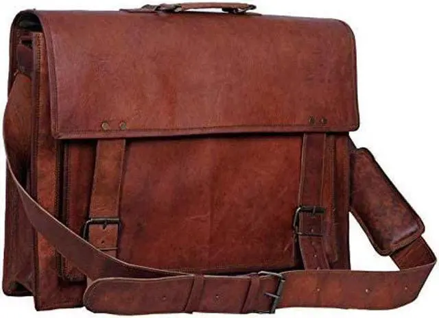 Main image of Komal's Passion Leather Briefcase for Men and Women 18 inch Handmade Leather Messenger Bag for Laptop Best Computer Satchel Distressed Bag (Single Pocket)