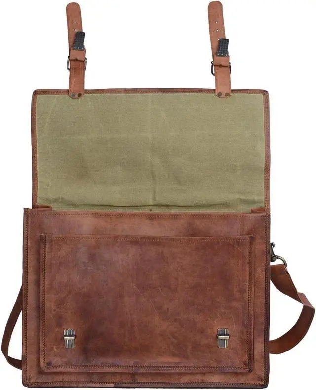 Alt view image 3 of 5 - Komal's Passion Leather Briefcase for Men and Women 18 inch Handmade Leather Messenger Bag for Laptop Best Computer Satchel Distressed Bag (Single Pocket)