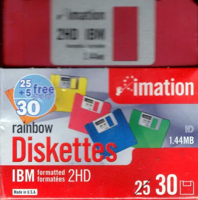 Main image of Imation 3 1/2" Bulk Diskettes, IBM(R) Format, DS/HD, Rainbow, Box of 30