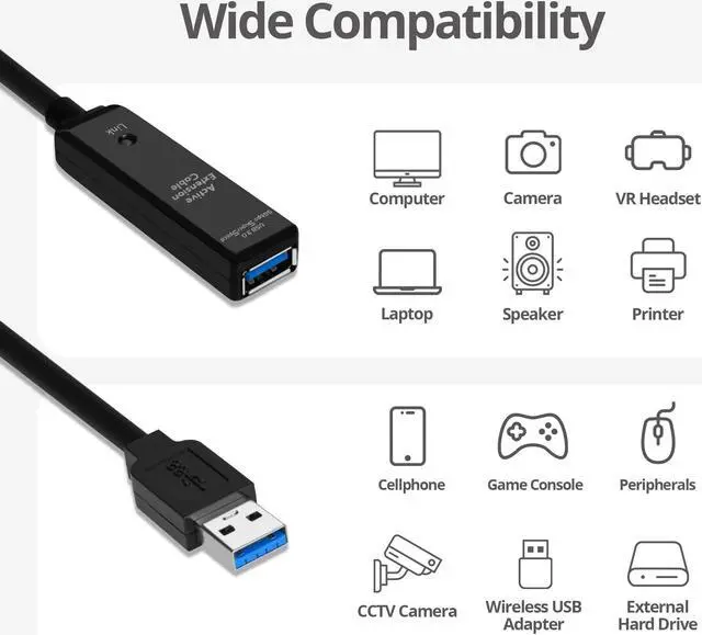 Alt view image 5 of 5 - SIIG USB 3.0 Active Repeater Cable 15-Meters, USB Extension Cable for USB Flash Drive, Hard Drive, VR, Printer, Camera (JU-CB0711-S1)
