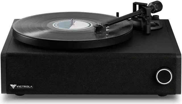 Alt view image 3 of 5 - Victrola Premiere V1 Sound Bar Turntable - Premium Vinyl Record Player with Built-In Speakers (10W x2), Bluetooth and RCA Preamp Output, Supports 33-1/3 and 45 RPM Vinyl Record