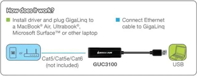 Alt view image 4 of 4 - IOGEAR USB 3.0 to Ethernet Adapter - LAN Network Adapter - Gigabit (10/100/1000Mbps) - USB Powered - Nintendo Switch - Windows - Linux - MacBook Air - Chromebook - Surface - GUC3100