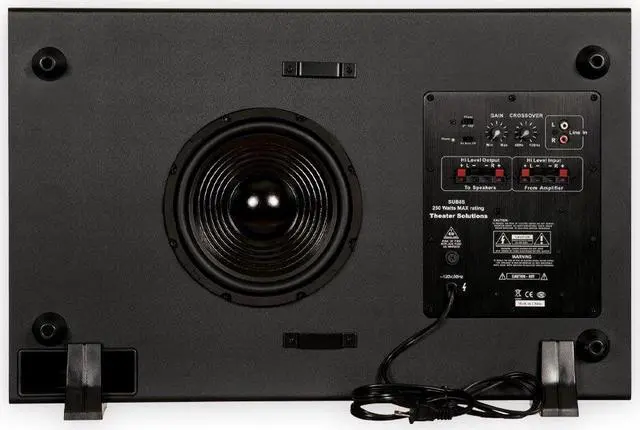 Alt view image 3 of 5 - Theater Solutions SUB8S 250 Watt Surround Sound HD Home Theater Slim Powered Active Subwoofer (Black)