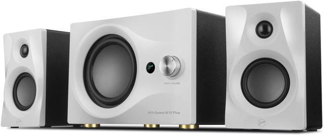 HiVi Swans M10 Plus White Bookshelf Speaker Bluetooth Powered Computer Speakers with Subwoofer 2.1 Home Speakers Stereo System 60W RMS AUX Audio