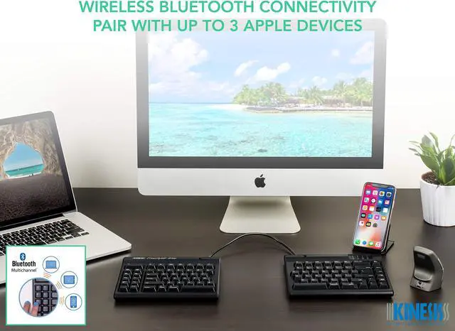 Alt view image 2 of 5 - KINESIS Freestyle2 Blue Wireless Ergonomic Keyboard for Mac (9" Standard Separation), Dark Gray