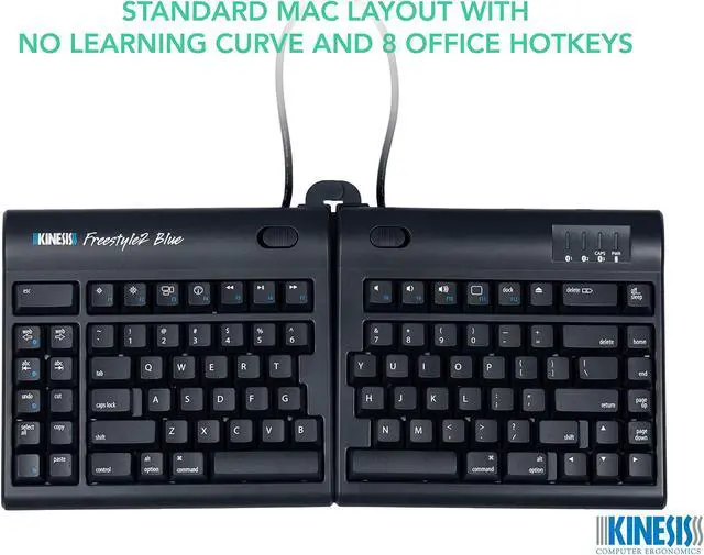 Alt view image 3 of 5 - KINESIS Freestyle2 Blue Wireless Ergonomic Keyboard for Mac (9" Standard Separation), Dark Gray