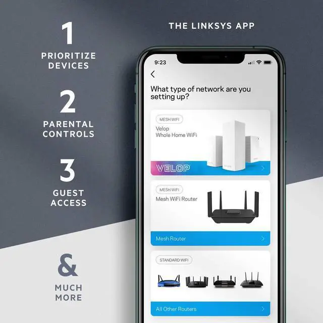 Alt view image 4 of 5 - Linksys Mesh Wifi 5 Router, Dual-Band, 1,200 Sq. ft Coverage, Supports Guest WiFi, Parent Control,12+ Devices, Speeds up to (AC1300) 1.3Gbps - MR6350