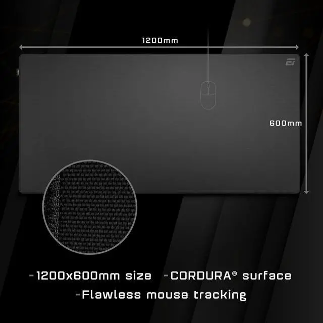 Alt view image 5 of 5 - ENDGAME GEAR MPC 1200 Cordura Gaming Mouse Pad, Nonslip Desk Pad, Size 47.24" x 23.62", Stealth Edition, Black