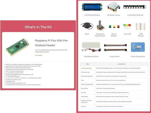 Alt view image 3 of 5 - waveshare for Raspberry Pi Pico Basic Starter Kit with Rich Tutorials and Resources,Fast Getting Started with Raspberry Pi Pico and MicroPython Programming for Raspberry Pi Beginners