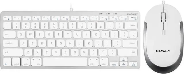 Main image of Macally Mini Wired Keyboard and a Quiet Wired Mouse, Office Essentials