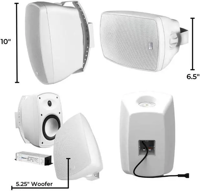 Alt view image 3 of 5 - OSD Audio 5.25" Wireless Bluetooth Outdoor Patio Speaker Architectural Stereo Pair White BTP525 Long Range