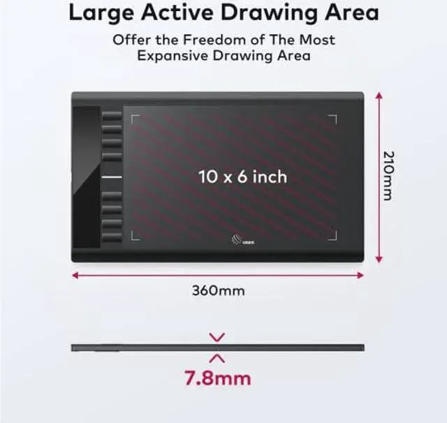 Alt view image 2 of 5 - UGEE M708 V3 Graphics Drawing Tablet,10X6 Inches Digital Drawing Tablet with 8 Hot Keys 8192 Levels Pen Compatible with Chromebook, Linux, Windows 7/8/10/11, macOS 10.10