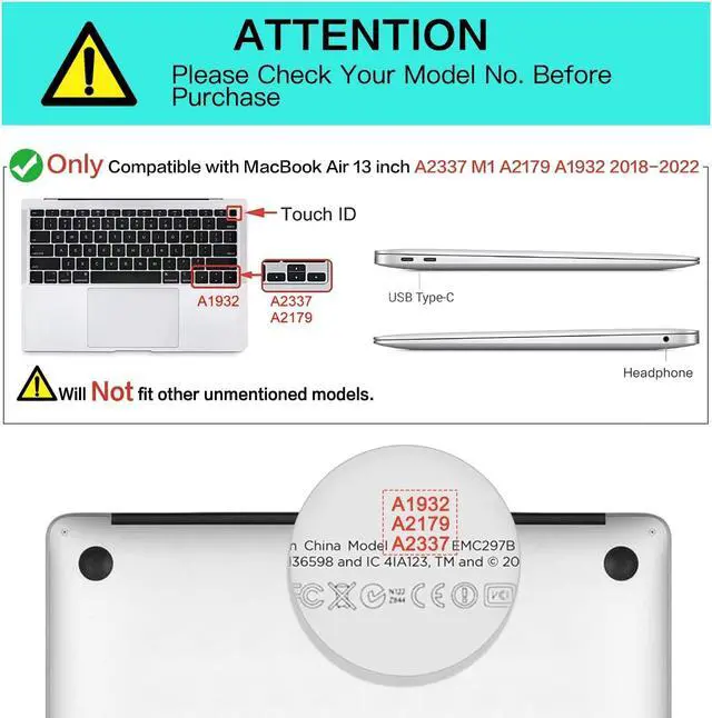 Alt view image 2 of 5 - MOSISO Compatible with MacBook Air 13 inch Case 2018-2020 Release A2337 M1 A2179 A1932, Plastic Hard Case & Neoprene Sleeve Bag with Small Case, Airy Blue