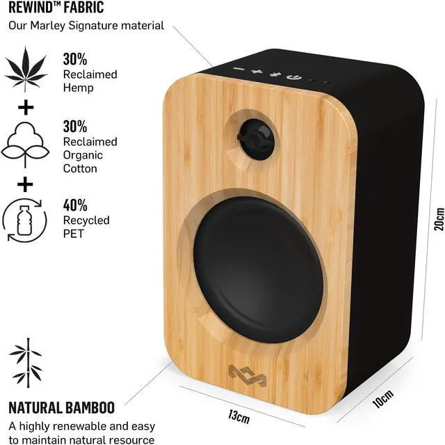 Alt view image 3 of 5 - House of Marley Get Together Duo, Powerful Bookshelf Speakers with Wireless Bluetooth Connectivity and Sustainable Materials