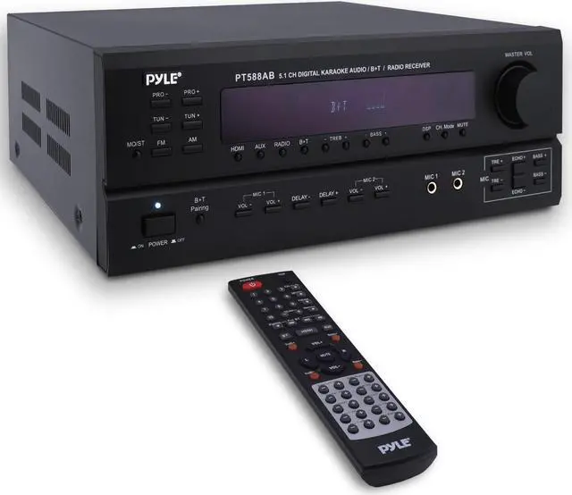 Main image of Pyle Wireless Bluetooth Power Amplifier System-420W 5.1 Channel Home Theater Surround Sound Audio Stereo Receiver Box w/RCA,AUX,Mic w/Echo,Remote,Support HDMI-For Subwoofer Speaker-Pyle PT588AB