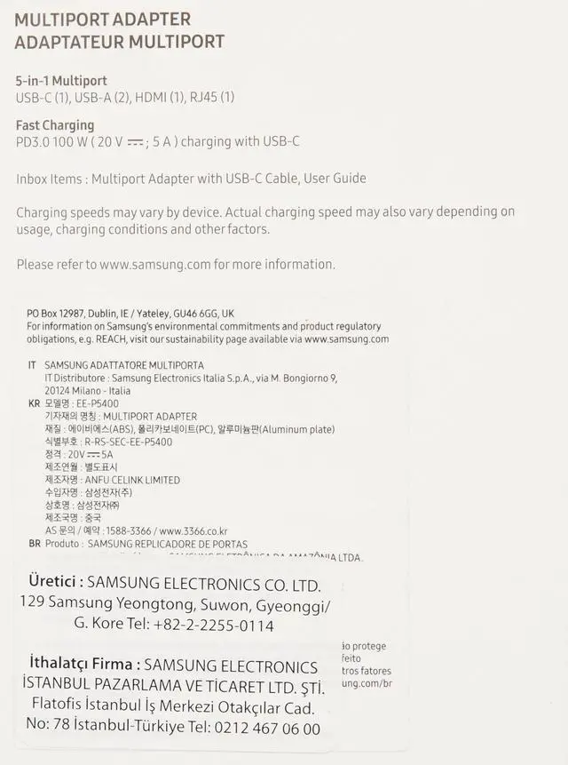 Alt view image 4 of 4 - SAMSUNG Multiport Adapter - USB C, USB C, HDMI FHD& RJ45 Silver