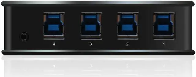 Alt view image 2 of 5 - IOGEAR 4x4 USB 3.0 Peripheral Sharing Switch - Share 4 USB Devices Between 4 Computers - LED Indicators - Cables & Remote Included - PC - MAC - Printer - Scanner - Mouse/Keyboard and More - GUS434