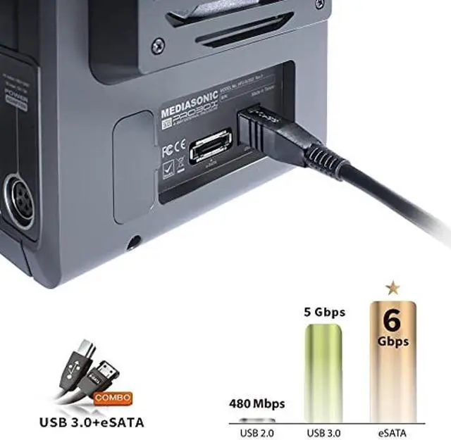 Alt view image 2 of 5 - Mediasonic PROBOX 4 Bay 3.5" SATA Hard Drive Enclosure - USB 3.0 eSATA Support 24TB HDD (HF2-SU3S3)