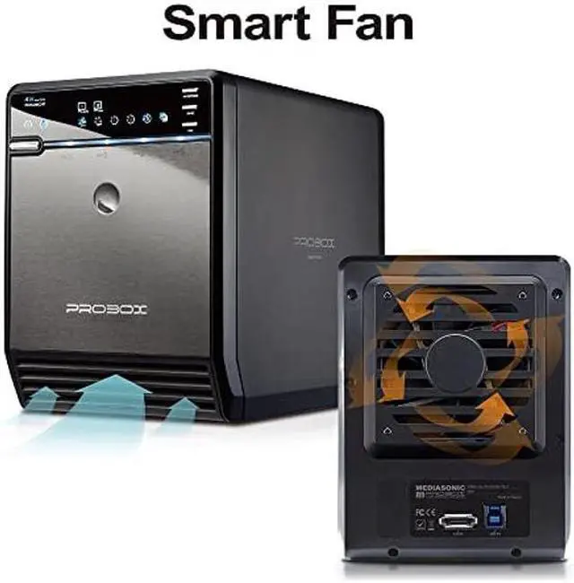 Alt view image 3 of 5 - Mediasonic PROBOX 4 Bay 3.5" SATA Hard Drive Enclosure - USB 3.0 eSATA Support 24TB HDD (HF2-SU3S3)