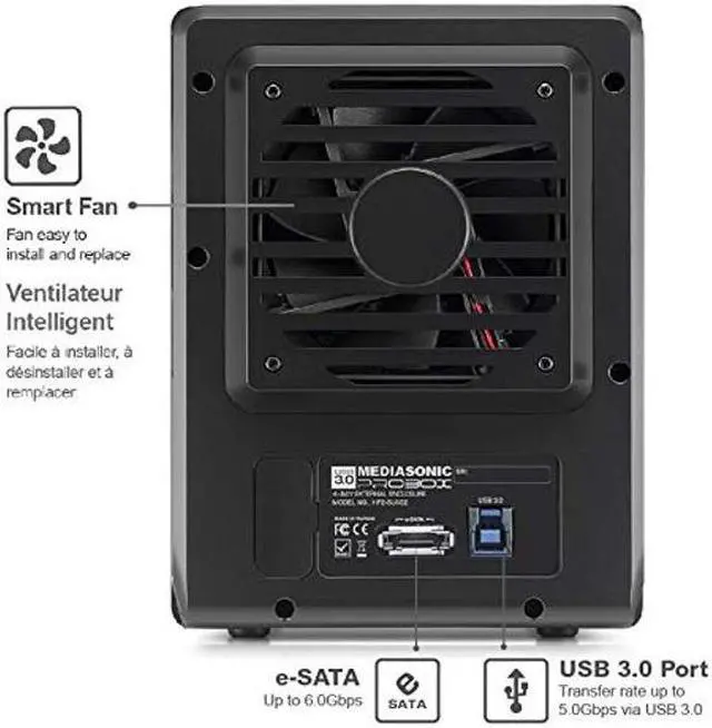 Alt view image 4 of 5 - Mediasonic PROBOX 4 Bay 3.5" SATA Hard Drive Enclosure - USB 3.0 eSATA Support 24TB HDD (HF2-SU3S3)